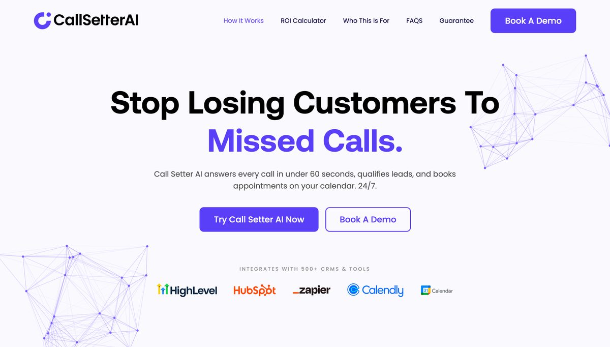 CallSetter AI website designed by Tested Media